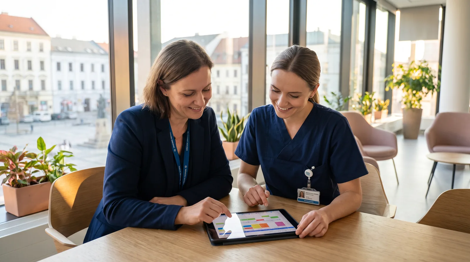A hospital HR director and chief nurse planning staffing together